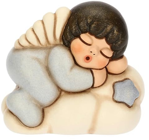 THUN - Angelo azzurro su nuvola - ceramica - Collezione Bomboniera - 5.1 x 5.1 x 7.4 cm