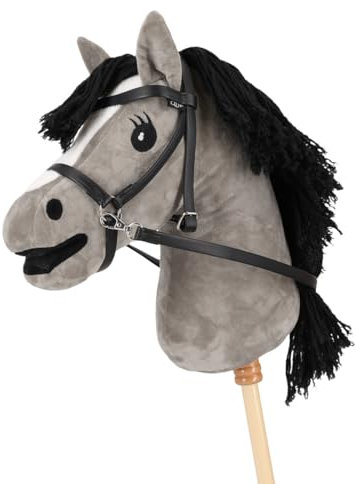 ARBO-INOX Hobby Horse Steckenpferd braun oder grau Spielpferd Hobbyhorsezubehör auswählbar (SCHWARZ, TRENSE)