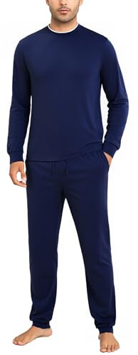 Aseniza Pigiama Uomo Invernale Cotone Lungo Manica Lunga Set Due Pezzi Pigiama Leggero Elegant