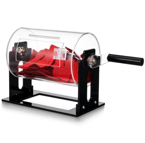 Leinuosen Acryl-Trommel, transparenter Tombola-Ticket-Käfig mit schüttelnder Hand, transparente Ticket-Spinner-Box für Gewinnspiele, Bingo, Bälle (zylindrisch)