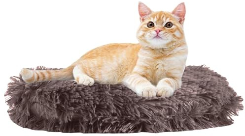 RICHRAIN Katzenkissen Rund, Plüsch-Ersatzkissen (Kaffeebraun, L 60cm) | Weicher Plüsch, katzenkissen rund, ideal für Kratzbaum & Katzenhöhle, maschinenwaschbar, wärmespeichernd