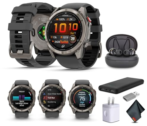 Garmin Fenix 8 Pro, 51mm, AMOLED Display, inReach Technology, Premium Connected Multisport Fitness Tracker GPS Smartwatch, Sapphire Titanium with Graphite/Black Silicone Band