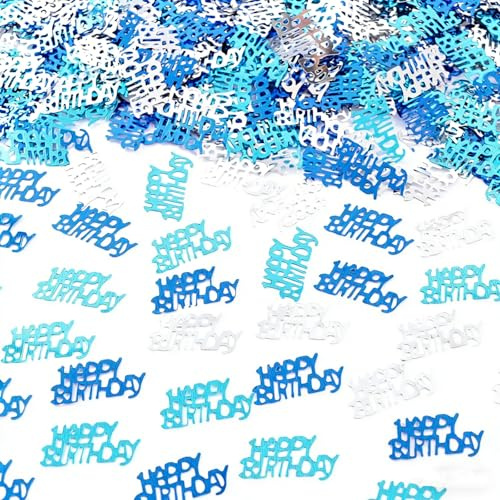 Fesnova Konfetti Blau Dekoration Happy Birthday,Tischdeko Geburtstag mit Blau und Weiß,Tischdeko für Geburtstag und Partys,Metallic Glanz,Streudeko,Geburtstagsdeko Tisch Deko,Frau Mann