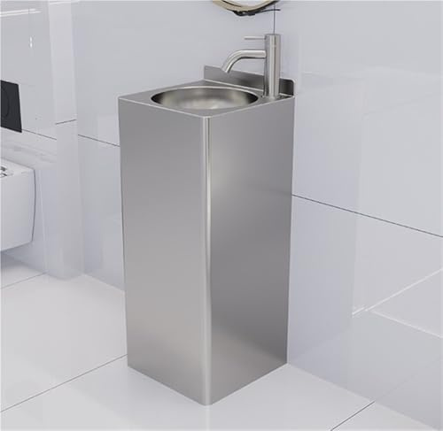 Stainless Steel Pedestal Wash Basin, Floor-Standing Sink for Outdoor and Indoor Use