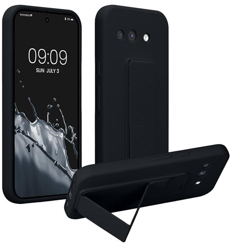 kwmobile Handyhülle für Google Pixel 10a Hülle - TPU Silikon Case mit Fingerhalter und Stand - Schutzhülle Cover in Heidelbeerblau