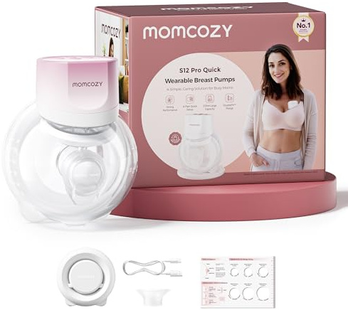 Momcozy S12 Pro Quick Sacaleches, 292 mmHg, Extracción Rápida, 9 Niveles | 3 modos, brida DoubleFit de doble sellado, pantalla LED y controles iluminados para extracciones nocturnas