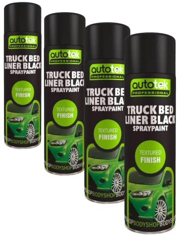 Autotek Professional Textured Finish Spray Paint, Truck Bed Liner Black, 500 ml (Pack of 4)