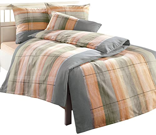 Dyckhoff Kissenbezug Weichfrottier grau-apricot Größe 40x80 cm