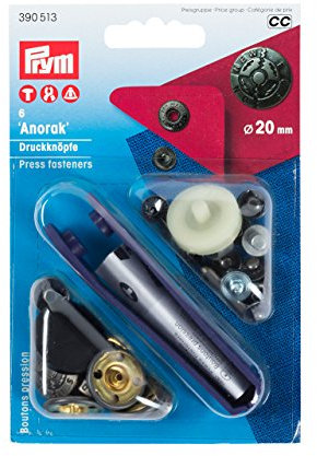 Prym 390513 Nähfrei-Druckknopf Anorak Fusion Messing 20 mm Altsilber