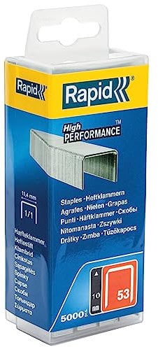 Rapid Tackerklammern Typ 53, 10mm Klammern, 5.000 Stk. Kunststoffbox, Feindrahtklammern für Holz und Stoffe