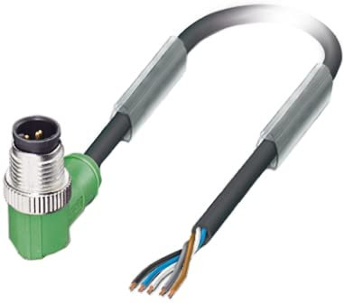 PHOENIX CONTACT SAC-5P-M12MR/5.0-PUR Sensor/Aktor-Kabel, 5 Polig, PUR Halogenfrei, Stecker Gewinkelt M12, Freies Leitungsende, 5m Kabellänge, Schwarz/Grau