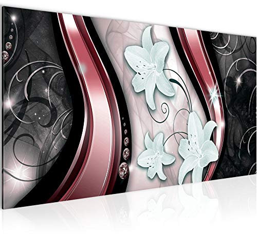 Runa Art Tableau Decoration Murale Lis Fleurs 1 Partie Moderne Toile non tissée Salon Salle Abstrait Rose Noir 210212c