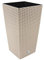Carre Rato Square pot de fleur 7 L en plastique, rotin osier style, en mocca
