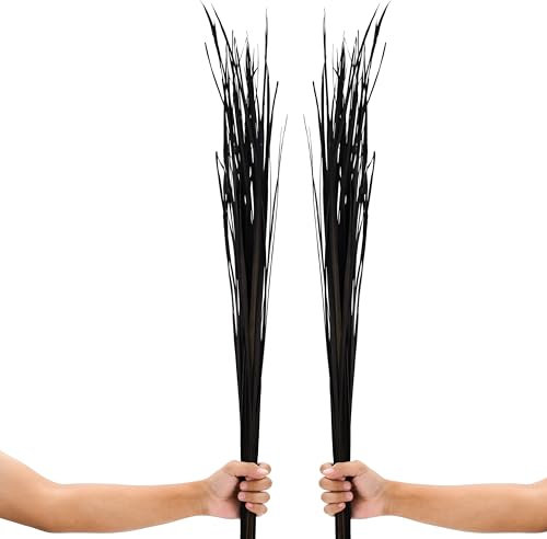 Leewadee Dekoration für Bodenvasen, 2 Bündel Getrocknetes und Coloriertes Natur-Gras, Trockenblumenstrauß Für Wohnzimmerdeko, 115 cm, Schwarzbraun