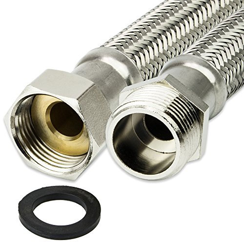 AWM Edelstahl Flexschlauch Panzerschlauch Anschlußschlauch Sanitär Heizung WC Solar Hauswasserwerk (1 ÜM x 1 AG - 80 cm, DN19)