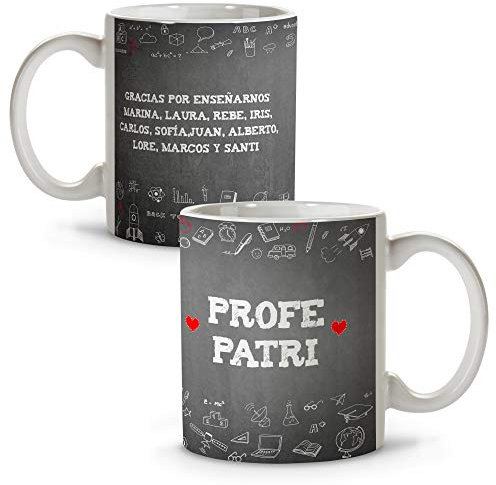 LolaPix Taza Personalizada. Regalos para Profesores. Taza Personalizada. Varios diseños. Tiza. Taza cerámica 330ml