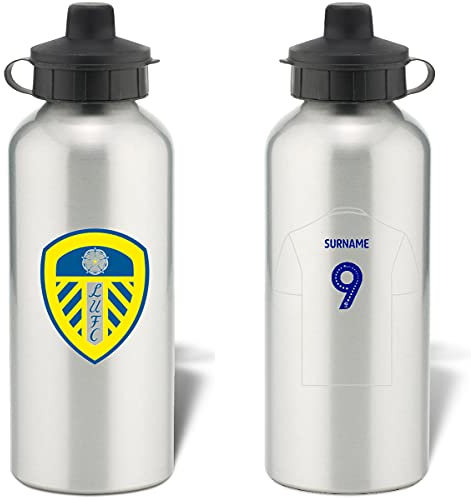 Personalised Football Shirt Design Aluminium Water Bottle for Leeds United FC fans - 600ml - Silver Bottle
