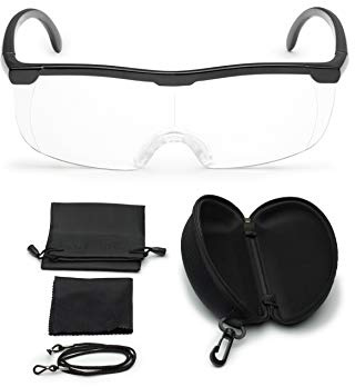 FALINGO Lupenbrille Vergrößerungsbrille Leselupe Lupe auf der Nase optische Vergrößerung auf 200% inkl. Hardcase und Zubehör (Schwarz)