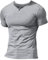 Men Summer Casual Short Sleeve Henleys T-Shirt Single Button Placket Plain v Neck Shirts Cotton Style A Grey M