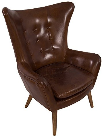 Ohrensessel Exeter Vintage Cigar Leder Dunkelbraun Sessel Ledersessel