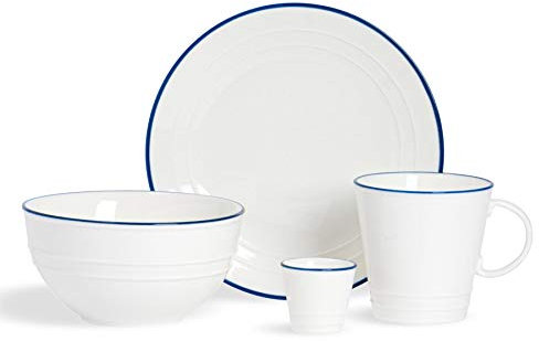 Nicola Spring Farmhouse Breakfast Set - Porridge Bowl, Bread Plate, Egg Cup & Coffee Mugs - Microwave and Dishwasher Safe