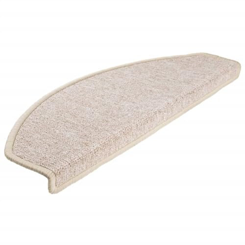 vidaXL 15x Treppenmatte Stufenmatte Stufenschoner Teppenschoner Treppenteppich Treppenschutz Matte Matten Teppich Halbrund rutschfest Taupe 65x24x4 cm