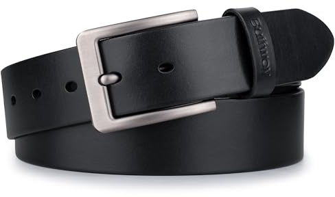 Buffway Men’s Full Grain Leather Belt – Solid One-Piece Leather, 1.5” Wide for Jeans & Business Casual, Gift Box Included - 36” Black