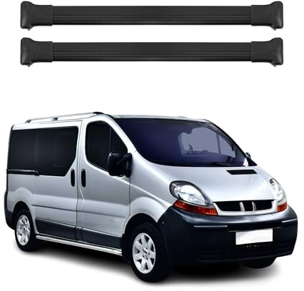 OMAC Dachträger für Renault Trafic 2001-2014 Aluminium Schwarz 2 Stangen | bis 75 kg Traglast, Querträger, Grundträger