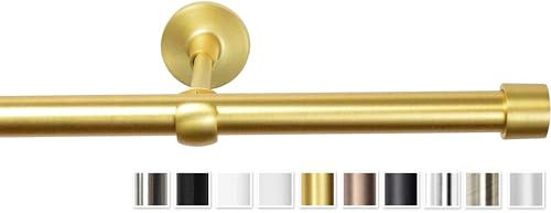 Rollmayer elegant und modern metall Gold Matt Vorhangstange/Gardinenstange Ø 19mm Rohr (160cm Crux, im Gold Matt, 1-läufig) verschiedene Größen und Endstücken. Ohne Ringe!
