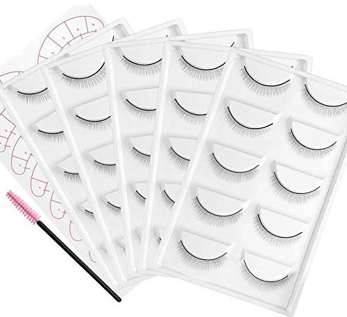 GEMERRY 25 Paar Übungswimpern Wimpernkranz zum üben Training Wimpern für Anfänger Wimpernverlängerung Wimpernstreifen Selbstklebende mit 7 Paar Augenpads und 1 Stück Wimpernpinsel Practice Eyelash