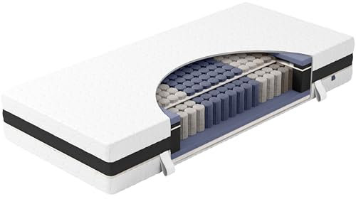 verapur Taschenfederkernmatratze 140 x 200 cm, H2, mit 7-Zonen, King Ortho Luxe Hypersoft Matratze, waschbarer Bezug, Öko-Tex, 30cm hoch