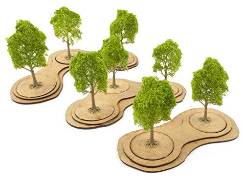 War World Gaming MDF Gemischt Baum Basen x 3 - Tabletop Wargame Spiele Diorama Gelände Landschaft Modellbau Modell Schlachtfeld Objektiv Miniatur Figur Wald