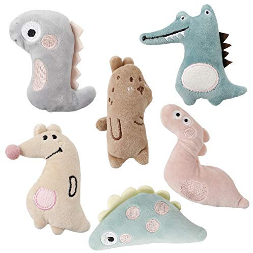 FANTESI Lot de 6 jouets à mâcher pour chat d'intérieur avec herbe à chat - Jouets à mâcher en peluche douce pour chat - Jouets à mâcher pour animaux de compagnie - Nettoyage des dents