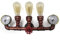 OUKANING 3 Lichter Wasserrohr Wandleuchte, Retro Industrial Steampunk Wandleuchte in antiker Bronze