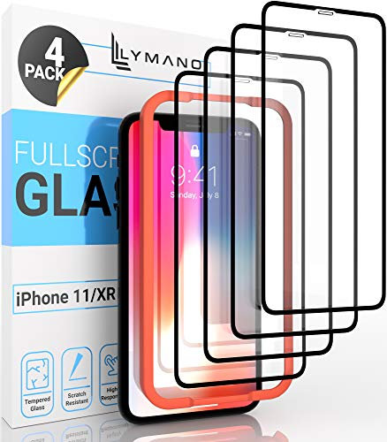 LYMANO [4 Stück] Panzer-Folie Glas Full Screen für iPhone 11 / iPhone XR Display-Schutzfolie Schutzglas Glass Protector [Anti Kratzer] [Blasenfrei] [Komplett Abdeckung] (6,1 Zoll) - Jetzt Ansehen