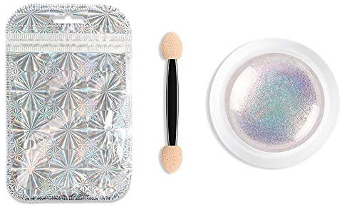 Yicare 2pcs Mermaid Chrome Nail Powder Unicorn Iridescent Pearl Powder with Mermaid Neon Rainbow Effect Multi Color Changing Opal Aurora Nail Pigment Dust
