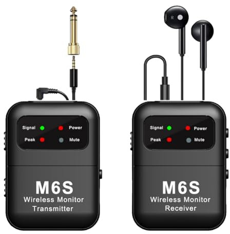 Oiqippnbv Wireless in Ear Monitor System, 2.4G Stereo Wireless IEM System with Beltpack Transmitter Receiver Auto-Pairing