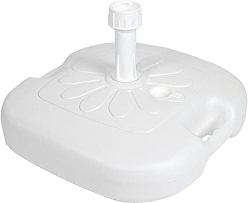 IPAE 44cm Square White Plastic Parasol Base | 16kg Sand/Water Fillable Outdoor Umbrella Stand for 21-32mm Pole | Base Weights for Rotary Washing Line | Garden Parasol Accessories for Patio Furniture
