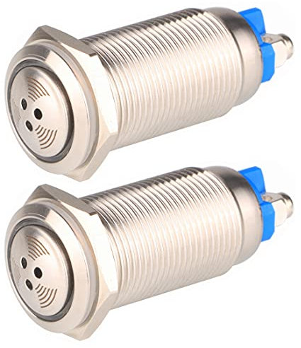 Gebildet 2pcs AC DC 24V 16mm Edelstahl Roter LED-Blitzalarm 80dB Kontrollleuchte Mit Lampensummer, Für elektrische Schalttafel, DIY-Projekt