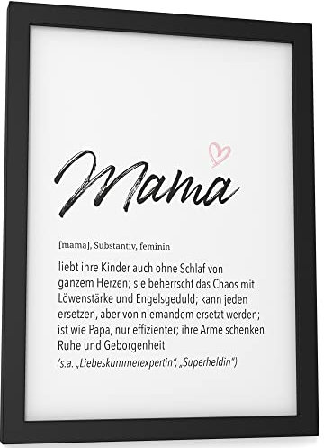 Papierschmiede® Herz Definition: Mutter, DIN A5 (ca. 15x21 cm), Muttertag Poster Geschenk für Wohnzimmer, Küche, Wandbild Mama Bild Muttertagsgeschenk - ohne Rahmen