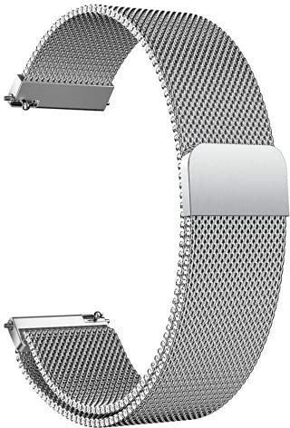 LYYLTX Metal Magnetic Watch Band Mesh Woven Quick Release Strap Adjustable Stainless Steel Replacement Straps for Women Men 14mm 16mm18mm 20mm 22mm 24mm (20mm,Silver)