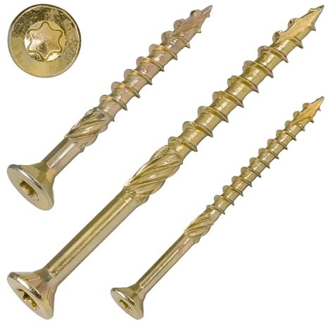 Holzbauschraube 4,5 x 45 mm, 200 Stück Spanplattenschrauben gelb verzinkt mit ETA Zulassung - Holzschraube TX20