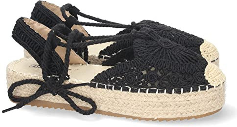 shoes&blues.es 62818-Sandalia de Plataforma para Mujer, con Pala Cerrada y Entrelazada, Forrada de Yute, y Cierre de CordonesPrimavera Verano 2022. Talla 37 Negro
