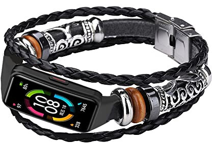 Feysentoe Armband Kompatibel für Huawei Band 6/ with Honor Band 6 Estrazarmband Uhrenarmband(Schwarz)