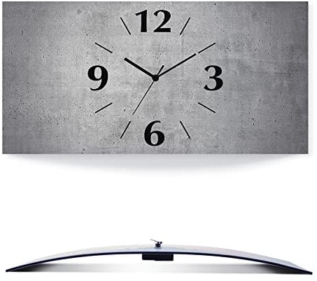 ARTLAND Wanddeko Wanduhr ohne Tickgeräusche Alu Funkuhr analoge Funkuhr 60x30 cm Grauer Beton Optik U1RG