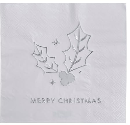 16 Silber Merry Christmas Servietten