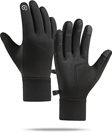 KOEMCYHerren Touchscreen Handschuhe Winddichte rutschfeste wasserdichte Thermo Atmungsaktive Handschuhe für Fahren Radfahren Camping (L)