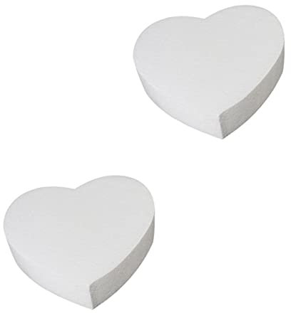 Amosfun Polystyrol Herz 2 Stücke Modellieren Ringe Party Backen Embryo Valentinstag Herz Puppe Kranz Weiß Handwerk Ornament Display Dekorative Arrangements Gefälschte Hochzeitsherzen Favors Styropor