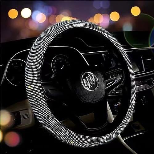 Lenkradbezug Glitzer,38 cm Kristall Lenkradbezug Auto Lenkradbezug Leder mit Bling Bling Strass rutschfest Lenkrad Abdeckung Universal rutschfest Lenkrad Anti-Rutsch für Frauen Mädchen