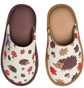 Dedoles Pantofole Donna Uomo & Bambini Ciabatte Memory Foam con tanti Design Unicorno Gatti Caffè Musica Regalo, Colore: Riccio della foresta, 34-35 EU